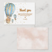 Carte De Correspondance Ballon Chauffe Bleu Merci (Devant / Derrière)