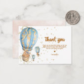 Carte De Correspondance Ballon Chauffe Bleu Merci (Devant/Arrière en situation)