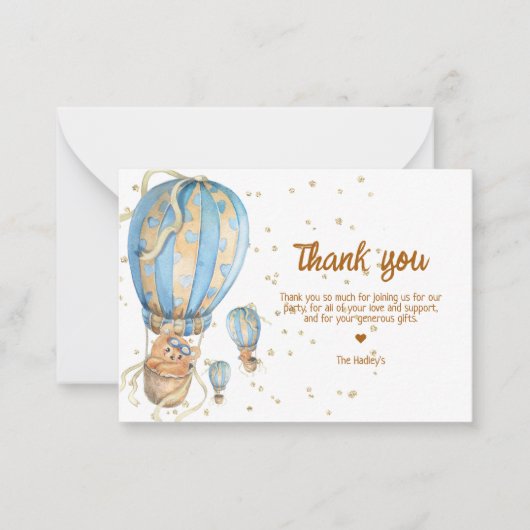 Carte De Correspondance Ballon Chauffe Bleu Merci (Devant)