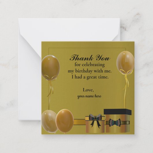 Carte De Correspondance Ballons Or Et Merci Cadeau (Devant)