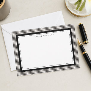 Carte De Correspondance Bandes élégantes noires et blanches personnalisées