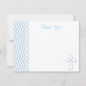 Carte De Correspondance Baptême Bleu Flat Merci Notes (Devant)