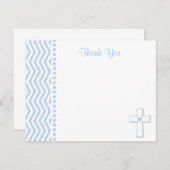 Carte De Correspondance Baptême Bleu Flat Merci Notes (Devant / Derrière)