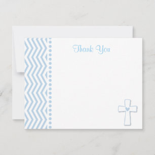 Carte De Correspondance Baptême Bleu Flat Merci Notes