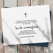 Carte De Correspondance Baptême Merci Moderne Simple Gold Cross