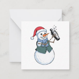 Carte De Correspondance Barman Bonhomme de Neige Noël 2026 Cocktail de Fêt