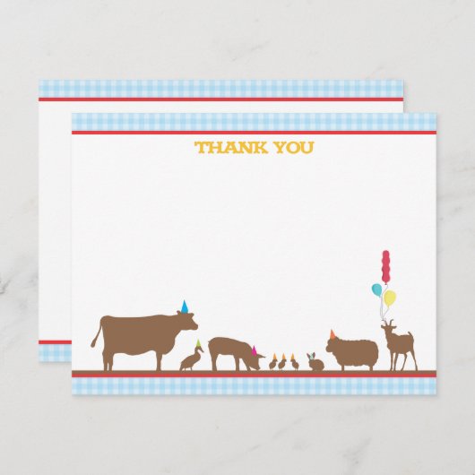 Carte De Correspondance Barnyard Flat Merci Note (Devant / Derrière)