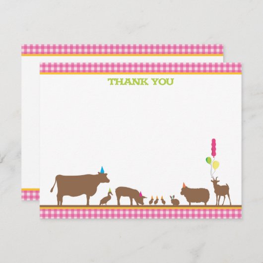 Carte De Correspondance Barnyard Flat Merci Note (Devant / Derrière)