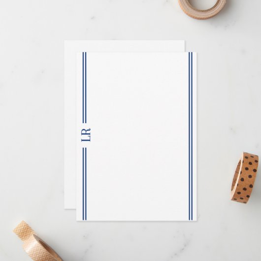 Carte De Correspondance Basic Monogram #3 Flat Note Card (Devant/Arrière en situation)