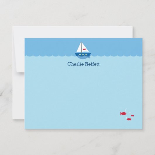 Carte De Correspondance Bateau à voile pour enfants (Devant)