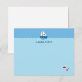 Carte De Correspondance Bateau à voile pour enfants (Devant / Derrière)