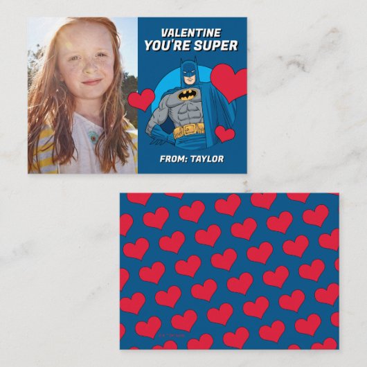 Carte De Correspondance Batman Coeurs | Bonne Saint-Valentin (Devant / Derrière)