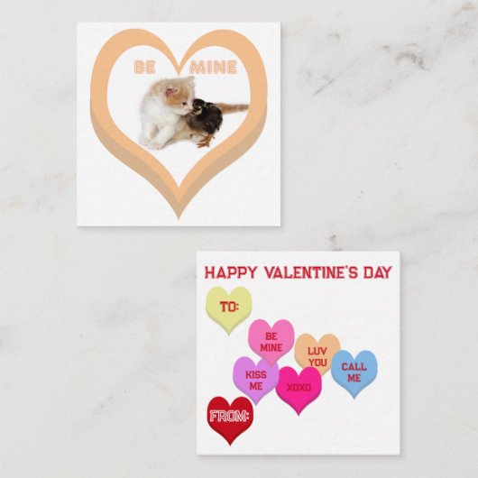 Carte De Correspondance BE MINE Valentine's Critters Conversation Hearts (Devant / Derrière)