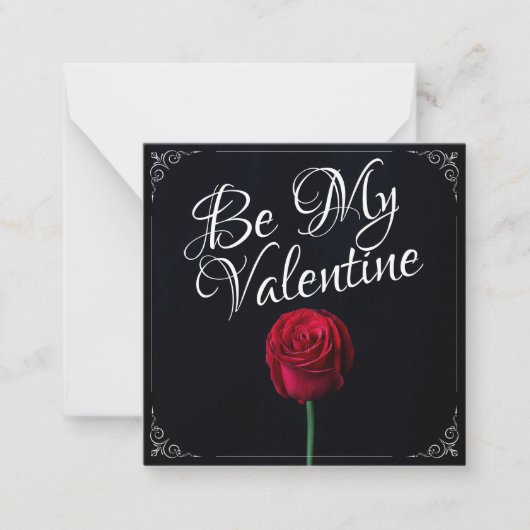 Carte De Correspondance Be My Valentine - Rose rouge foncé (Devant)