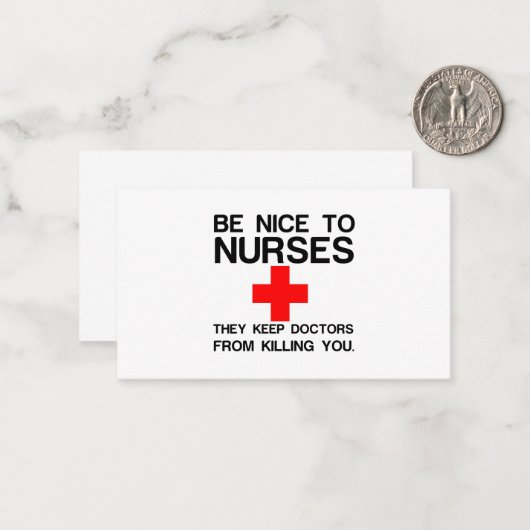 CARTE DE CORRESPONDANCE BE NICE TO NURSES (Devant/Arrière en situation)