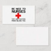 CARTE DE CORRESPONDANCE BE NICE TO NURSES (Devant / Derrière)