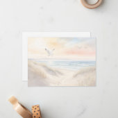 Carte De Correspondance Beach Scene Flat Note Card (Devant/Arrière en situation)