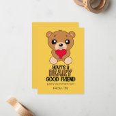 Carte De Correspondance Beary Good Friend Kids Valentine Card (Devant/Arrière en situation)