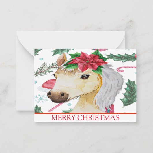 Carte De Correspondance Beau Cheval à Noël (Devant)
