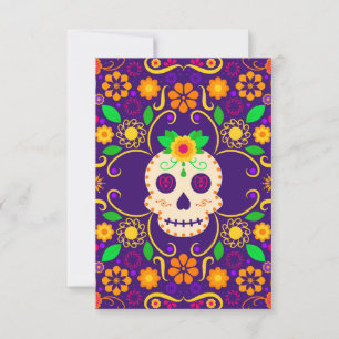 Carte De Correspondance Beau crâne avec Fleurs Día de los Muertos