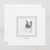 Carte De Correspondance Beau dessin de chaloupe de chats siamois (Devant / Derrière)