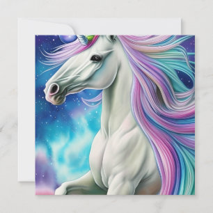 Carte De Correspondance Beau Whimsical Cheval Unicorne Blanc avec Flowi