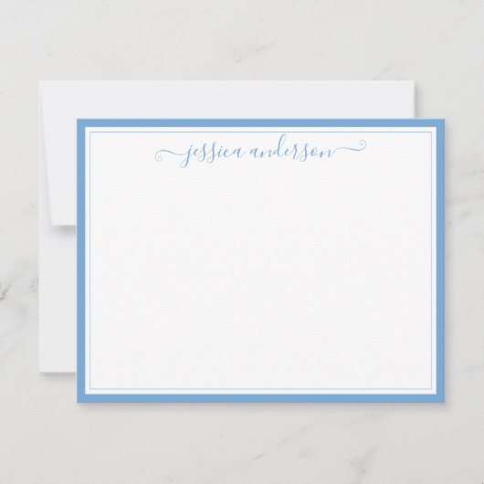Carte De Correspondance Bébé clair Bleu Élégant Design Preppy Girly Script (Devant)