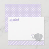 Carte De Correspondance Bébé éléphant gris pourpre moderne Shower (Devant / Derrière)