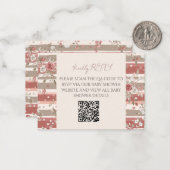Carte De Correspondance Bébé Fille Rose Poussiéreuse Code QR RSVP (Devant/Arrière en situation)