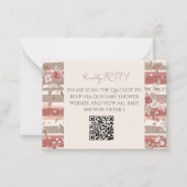 Carte De Correspondance Bébé Fille Rose Poussiéreuse Code QR RSVP (Devant)