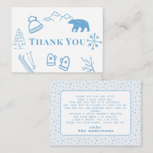 Carte De Correspondance Bébé il fait froid dehors Bleu Remerciement pour B