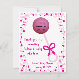 Carte De Correspondance Bébé rose Rattle EOS Lip Balm Douche Favoriser