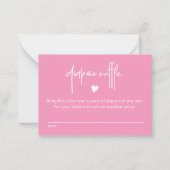 Carte De Correspondance Bébé rose vif Fille Douche Déchets Raffle (Devant)