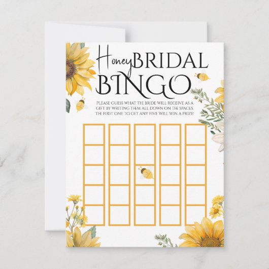 Carte De Correspondance Bee Honey Bridal Shower Bingo Game (Devant)