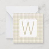 Carte De Correspondance Beige and White Gingham Plaid Monogram (Devant)
