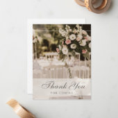 Carte De Correspondance Beige Pastel Élégant Merci souvenir (Devant/Arrière en situation)