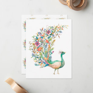 Carte De Correspondance Belle aquarelle vert paon
