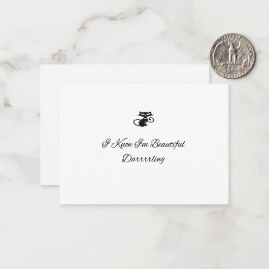 Carte De Correspondance Belle Chat Noir (Devant/Arrière en situation)