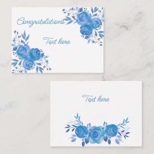 Carte De Correspondance Belle Félicitation Rose bleu (Devant / Derrière)