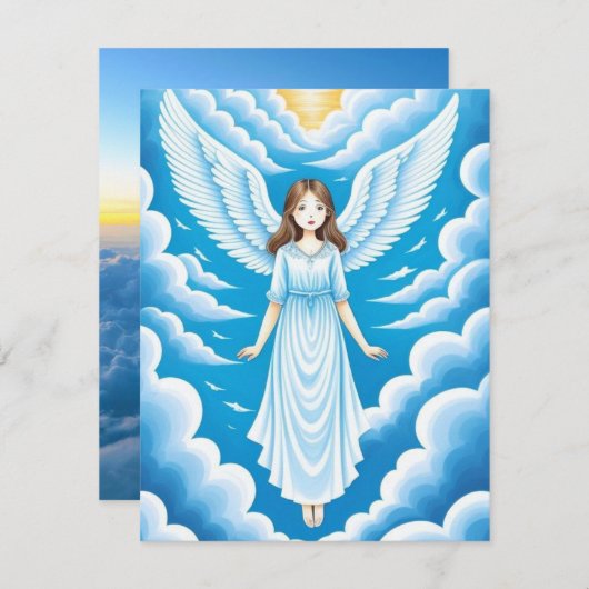 Carte De Correspondance Belle fille ange (Devant / Derrière)