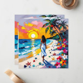 Carte De Correspondance Belle promenade sur la plage (Devant/Arrière en situation)