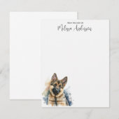 Carte De Correspondance Berger allemand Chien chiot Aquarelle moderne (Devant / Derrière)