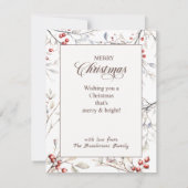 Carte De Correspondance Berries d'hiver moderne Noël (Dos)