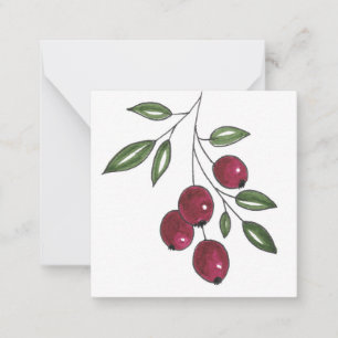 Carte De Correspondance Berries rouges Bourgogne dessinées à la main