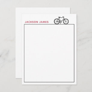 Carte De Correspondance Bicyclette Simple moderne noir blanc rouge