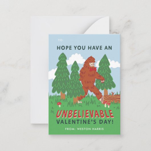Carte De Correspondance Big Foot Sasquatch Classroom Valentine's Exchange (Devant)