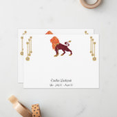 Carte De Correspondance Bijoux Pearl & Gold avec signe Leo Zodiac (Devant/Arrière en situation)