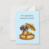 Carte De Correspondance Bikini Dachshund Pool (Devant)