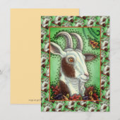 CARTE DE CORRESPONDANCE BILLY GOAT ET FEUILLES D'AUTOMNE, FÊTE DES RÉCOLTE (Devant / Derrière)