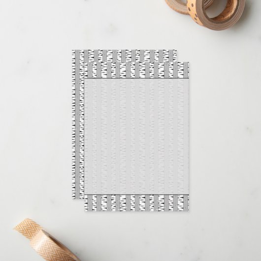 Carte De Correspondance Birch Trees Pattern Bland Black White (Devant/Arrière en situation)